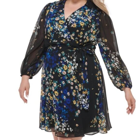 Dkny Dresses & Skirts - DKNY • Black Floral Print Balloon Sleeve Dress